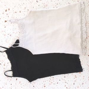 Set of Two Fine Rib Knit Lace Trimmed Camis | XS (4-5)
